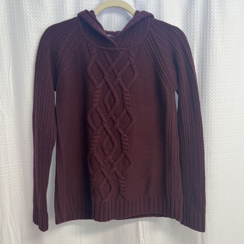 Athleta Women’s Cold Spell 100% Merino Wool Burgundy Hoodie‎ Sweater Medium